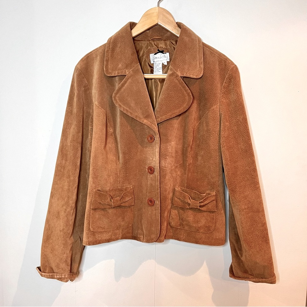 Y2K | Live a Little tan suede leather blazer jacket - Picture 1 of 12